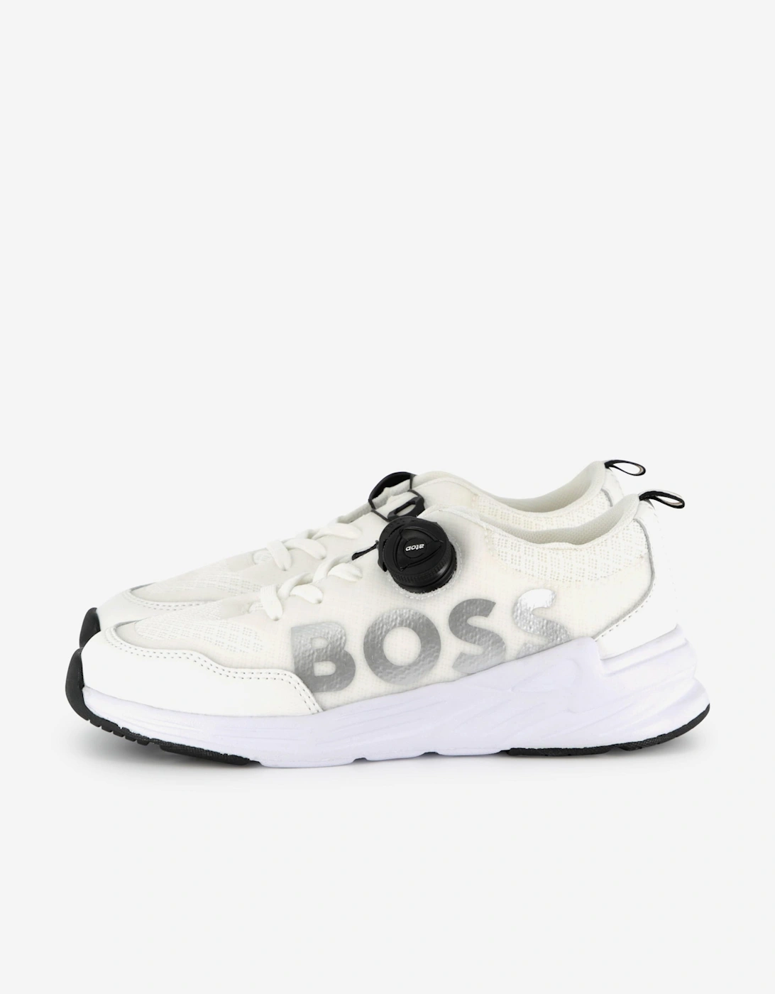 BOSS Boys Logo Trainers in White, 5 of 4
