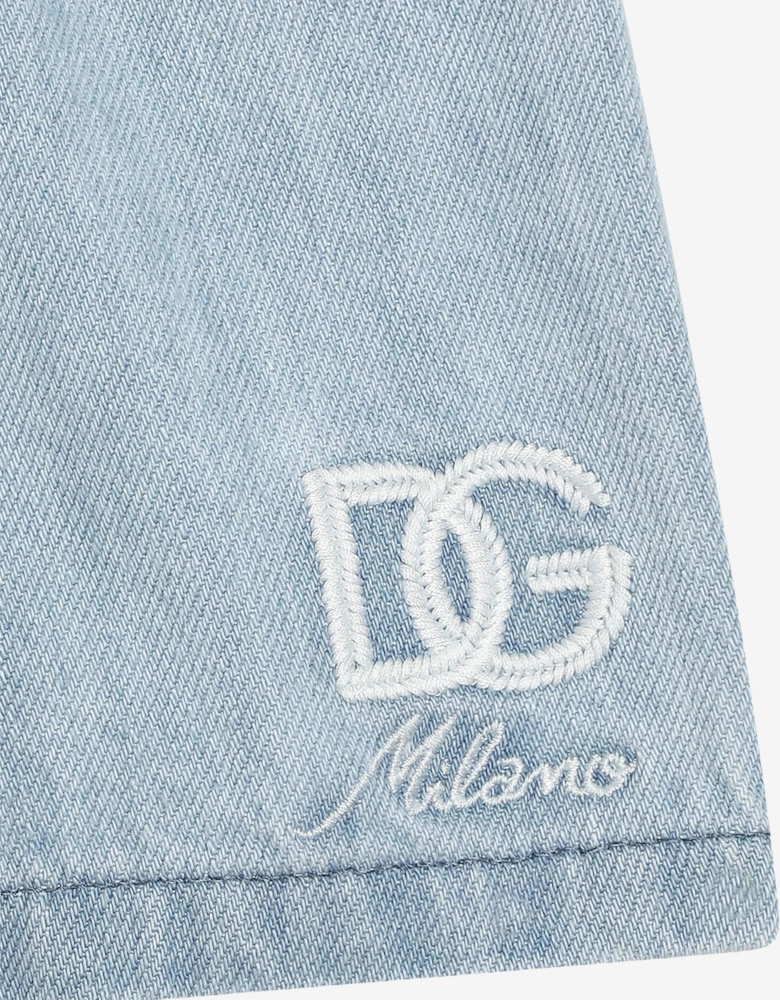 Baby Boys Denim Logo Shorts in Blue