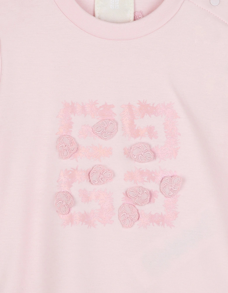 Baby Girls Floral 4G Logo T-Shirt in Pink