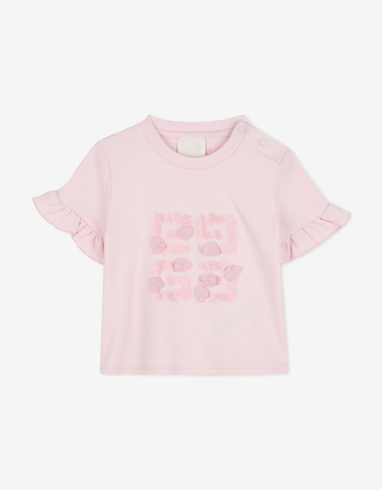 Baby Girls Floral 4G Logo T-Shirt in Pink