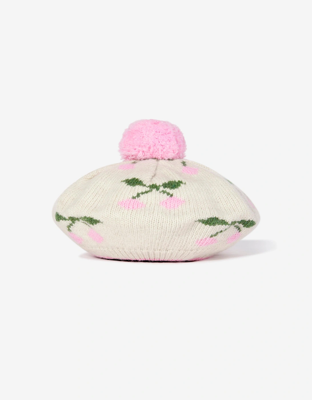 Girls Cherry Belou Knit Beret in Ivory, 5 of 4