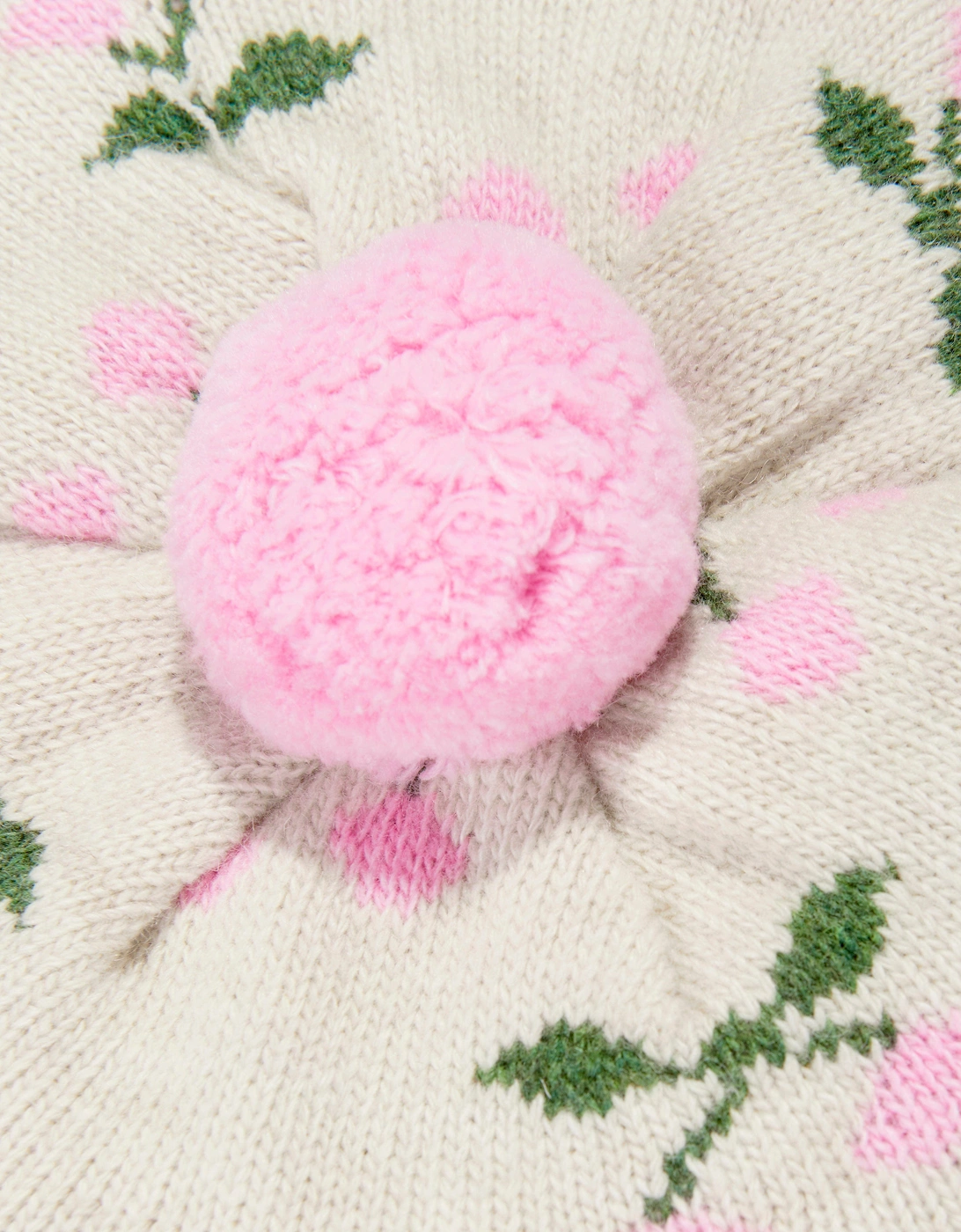 Girls Cherry Belou Knit Beret in Ivory
