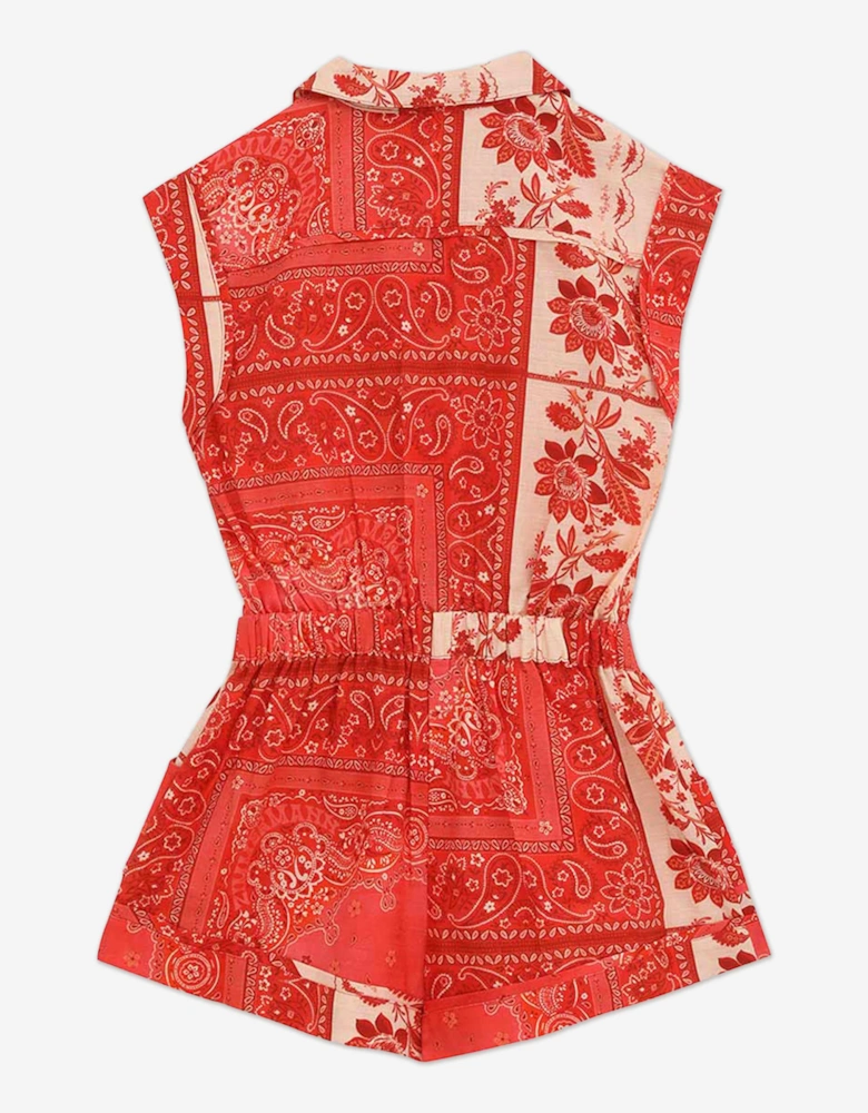 Girls Lucky Pocket Playsuit in Red