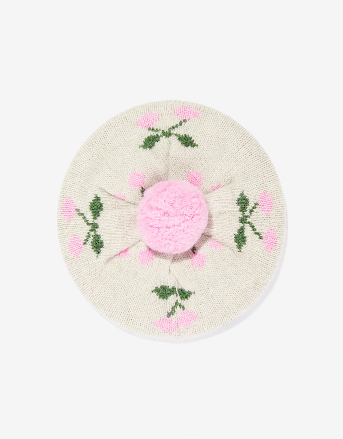 Girls Cherry Belou Knit Beret in Ivory