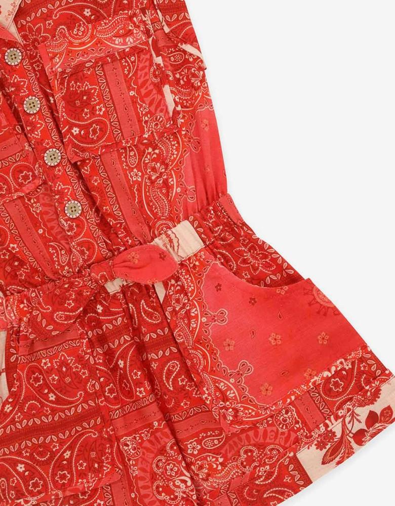 Girls Lucky Pocket Playsuit in Red