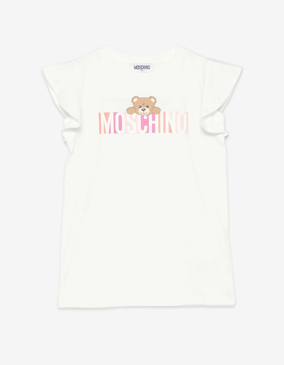 Girls Bear Logo Dress in Ivory, 4 of 3