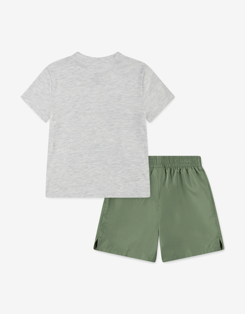 Boys Retro Remix T-Shirt and Shorts Set in Green
