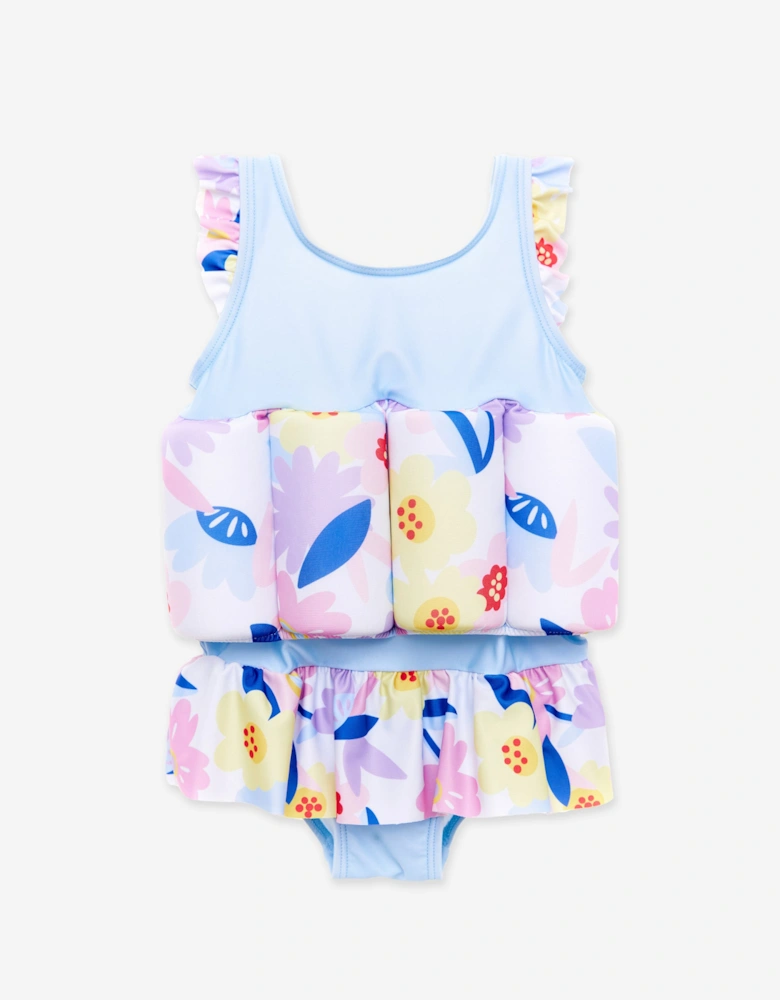 Baby Girls Flower Float Suit in White (UPF50+)