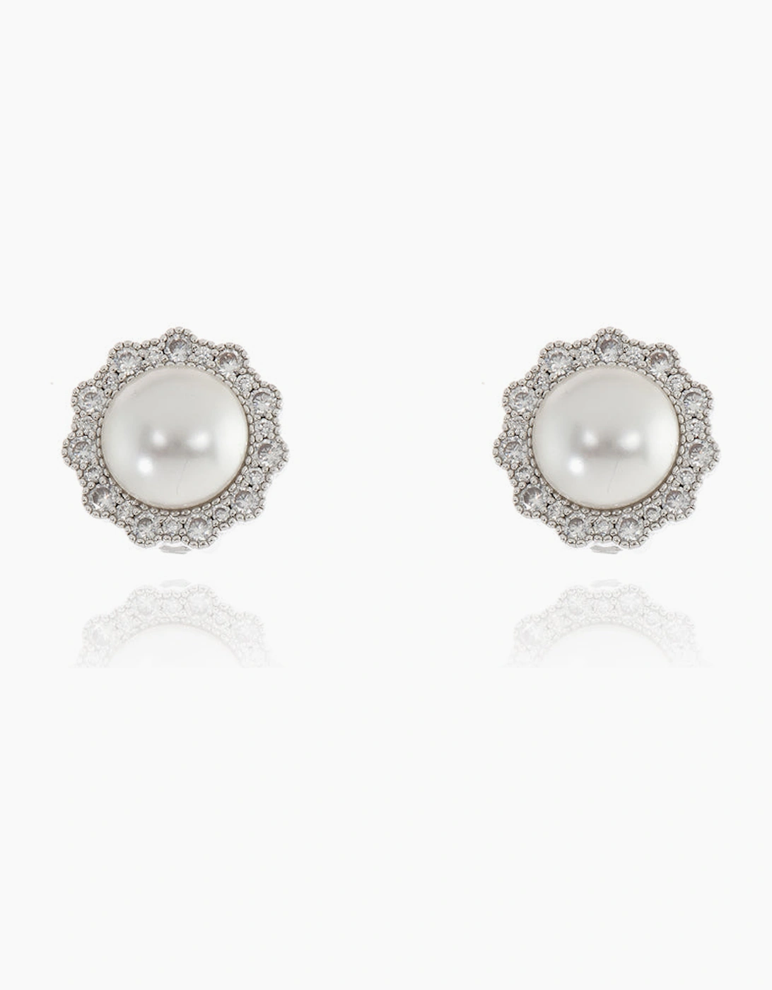 Cachet London Women's White/Silver/Silver/White Florantine Pearl Clip On Earrings