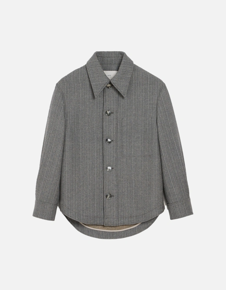 Double Wool Herringbone Jacket Grey