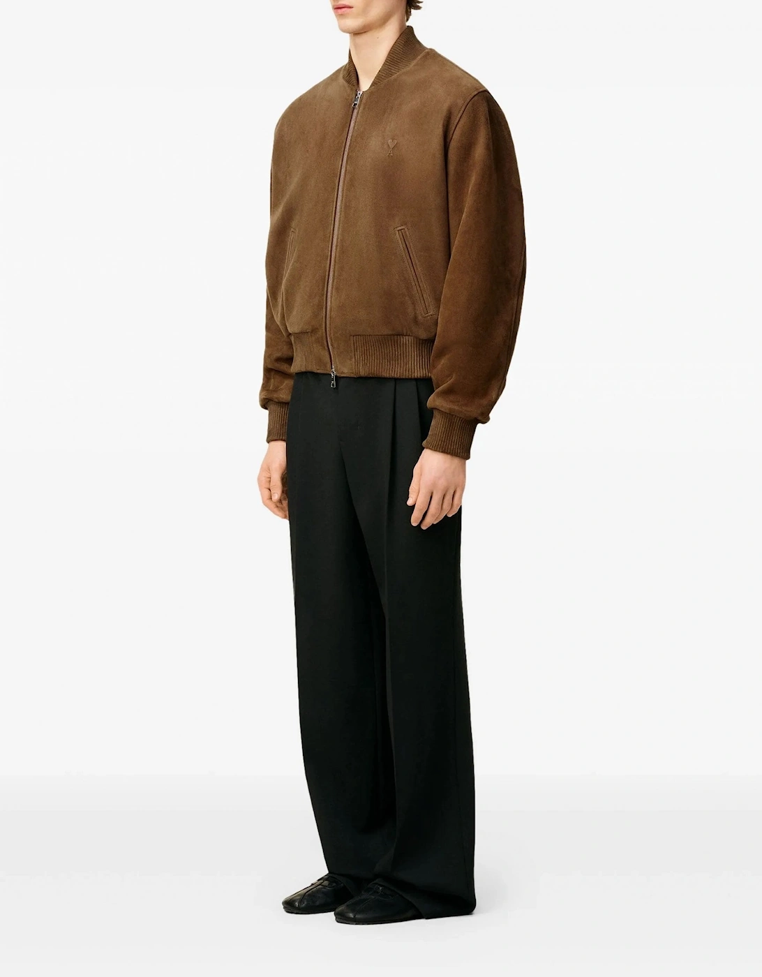 Leather Zipped Jacket Brown