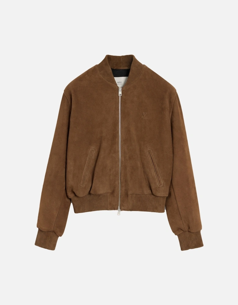 Leather Zipped Jacket Brown