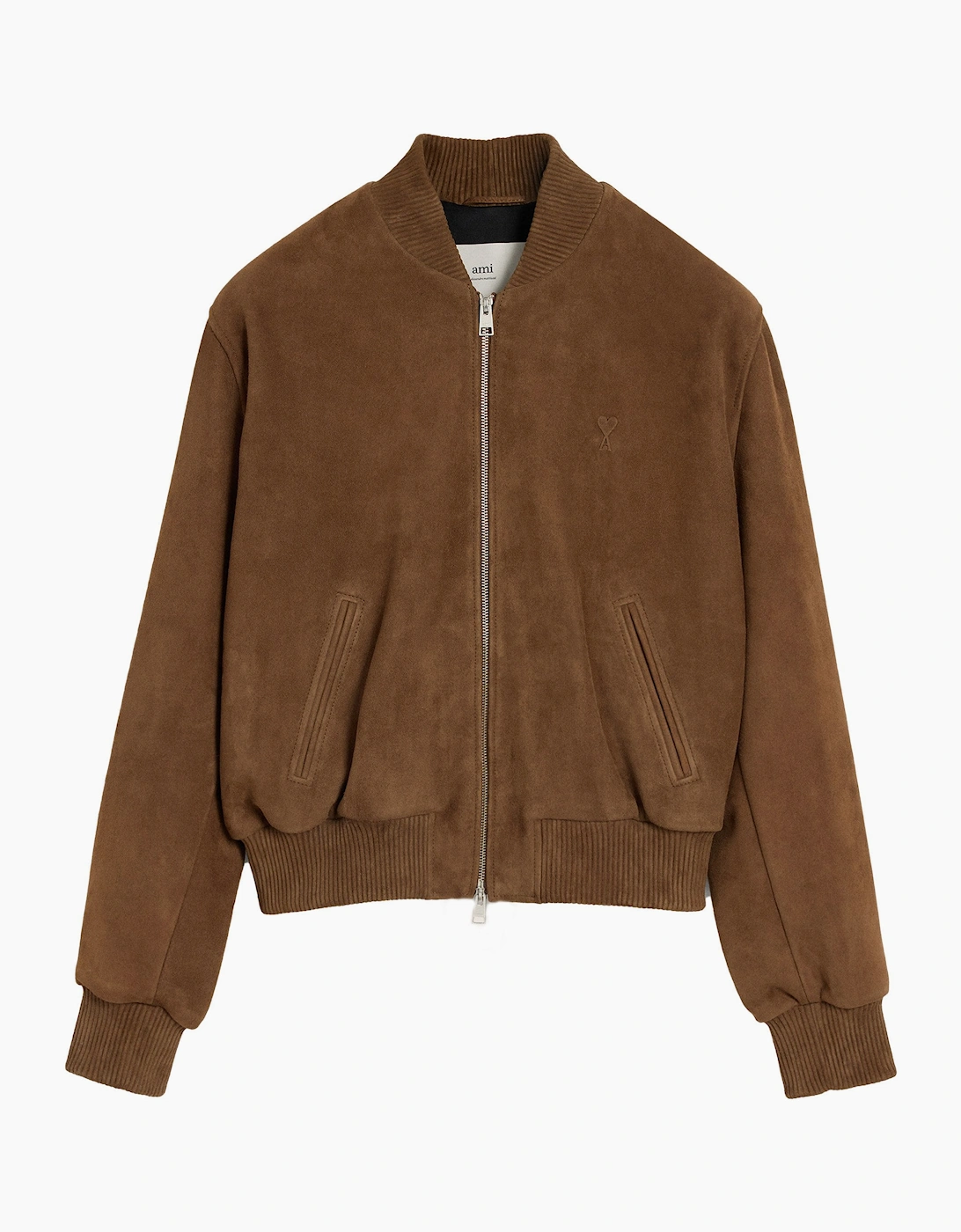 AMI Paris Men's Leather Zipped Jacket Brown - Size: 40/Regular