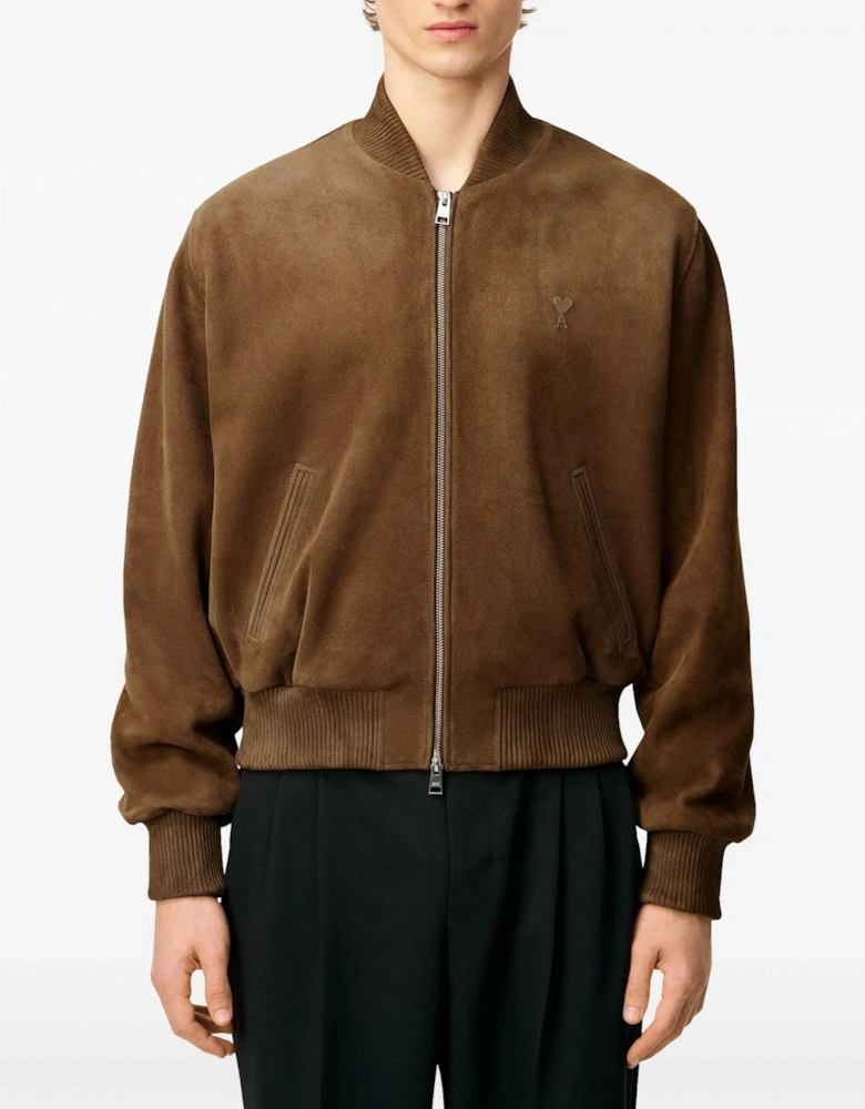 Leather Zipped Jacket Brown