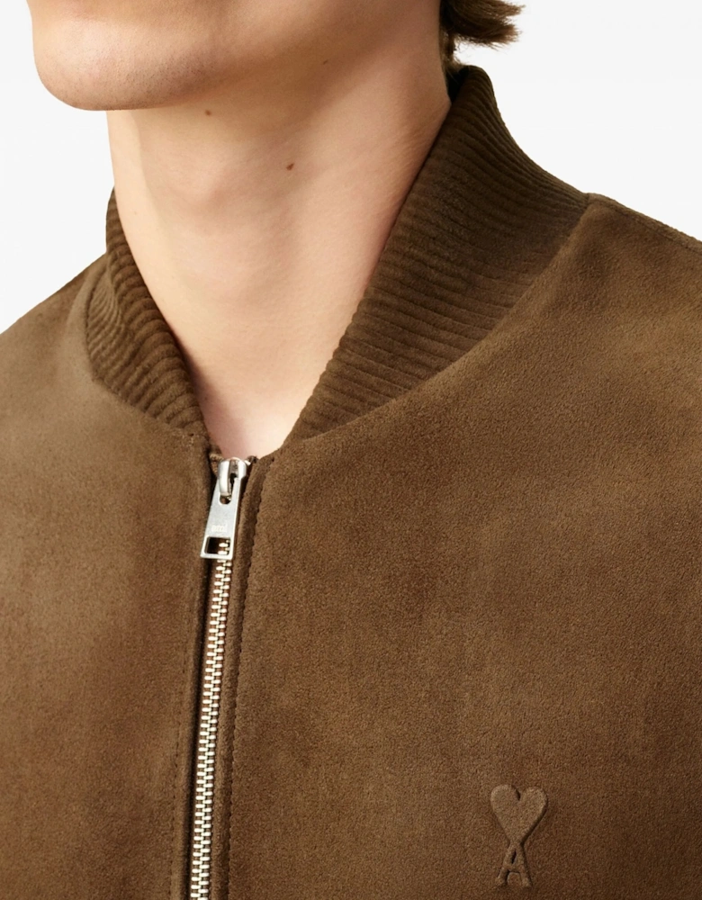 Leather Zipped Jacket Brown