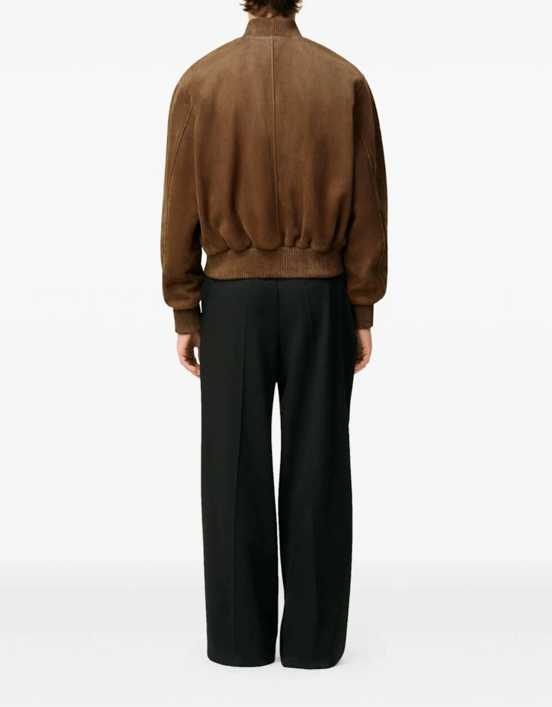 Leather Zipped Jacket Brown