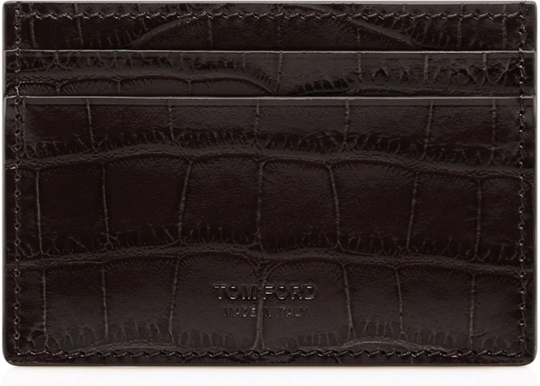 Shiny Croc Exotic Cardholder Brown
