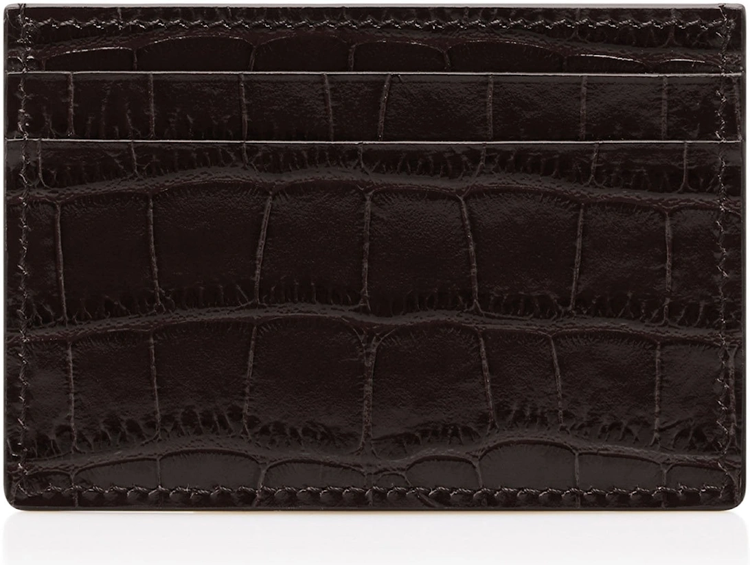 Shiny Croc Exotic Cardholder Brown