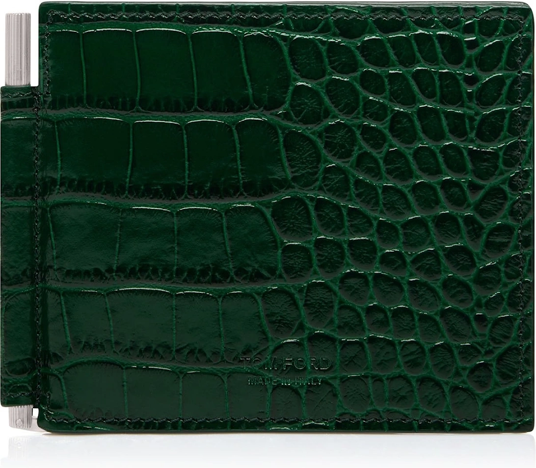 Shiny Croc Exotic Money Clip Wallet Green, 3 of 2