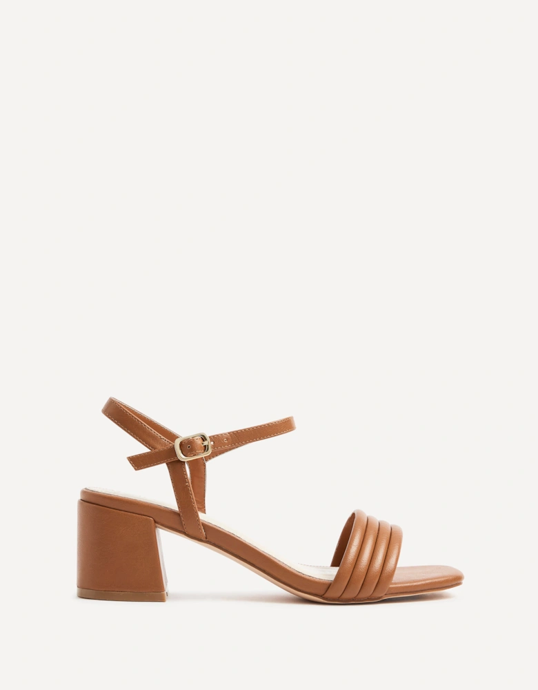 Toronto Tan Faux Leather Block Heeled Sandal