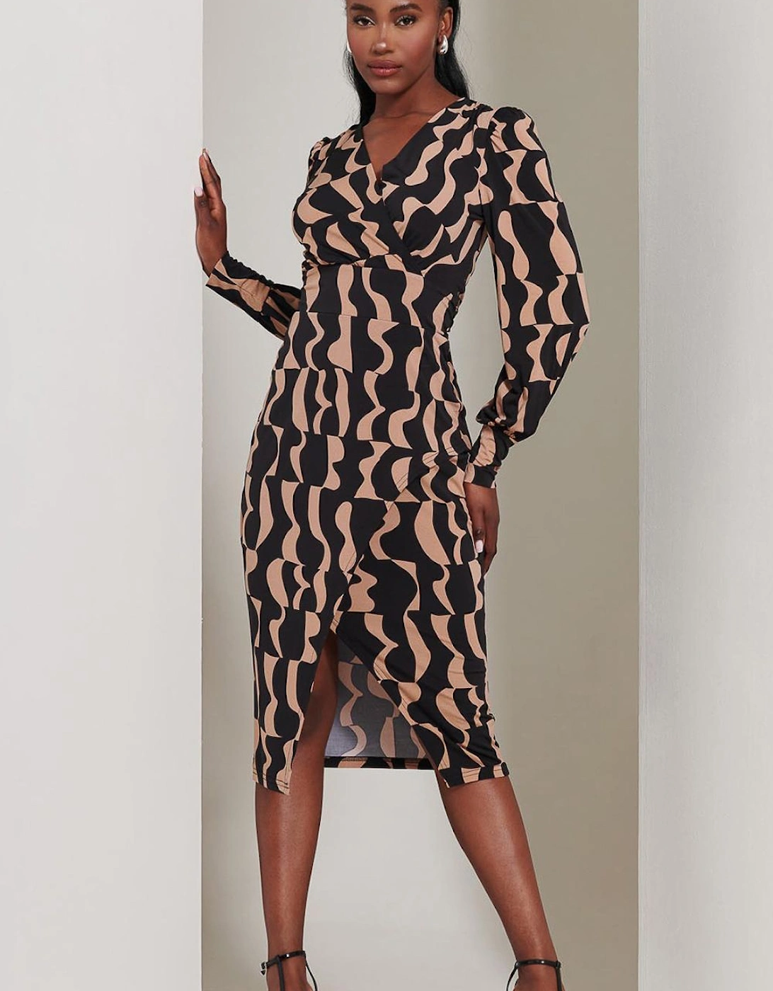 Jersey Wrap Slit Pencil Dress, 2 of 1