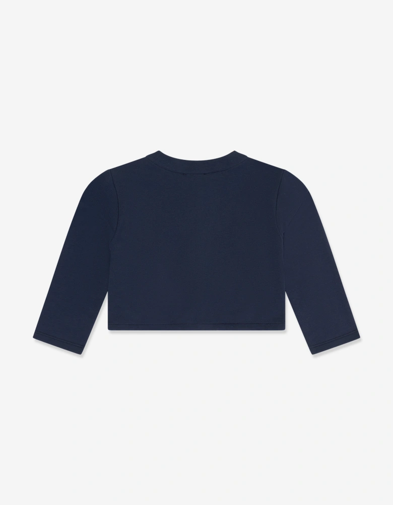 Girls Embroidered Logo Jersey Jacket in Navy