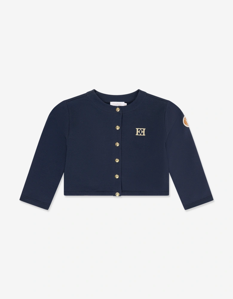 Girls Embroidered Logo Jersey Jacket in Navy