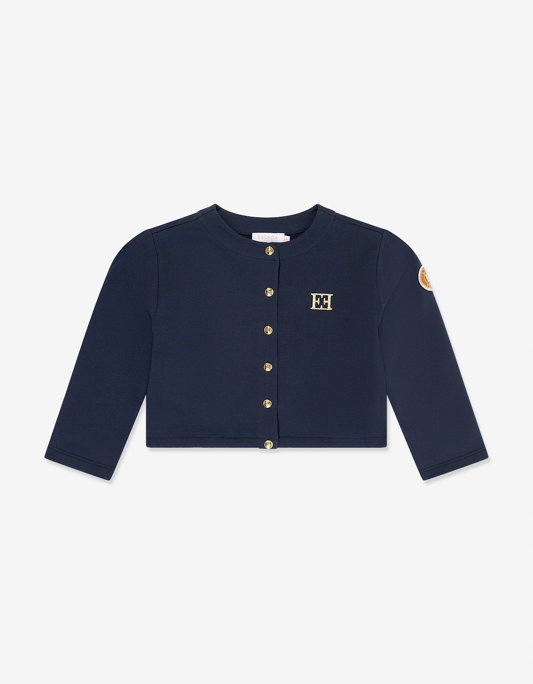 Girls Embroidered Logo Jersey Jacket in Navy, 5 of 4