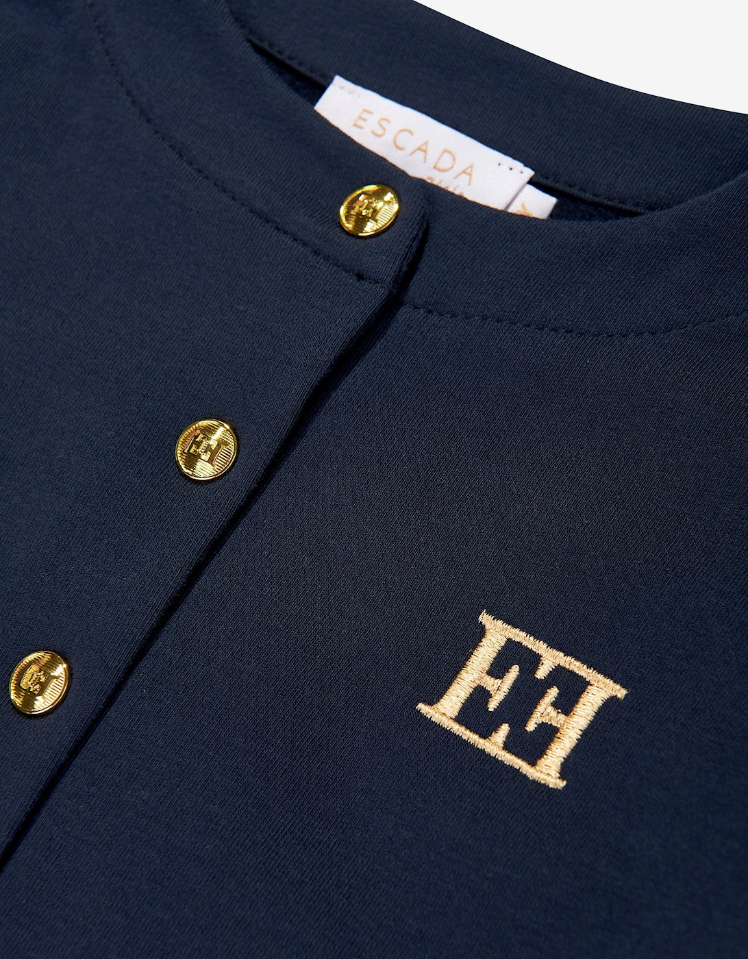 Girls Embroidered Logo Jersey Jacket in Navy