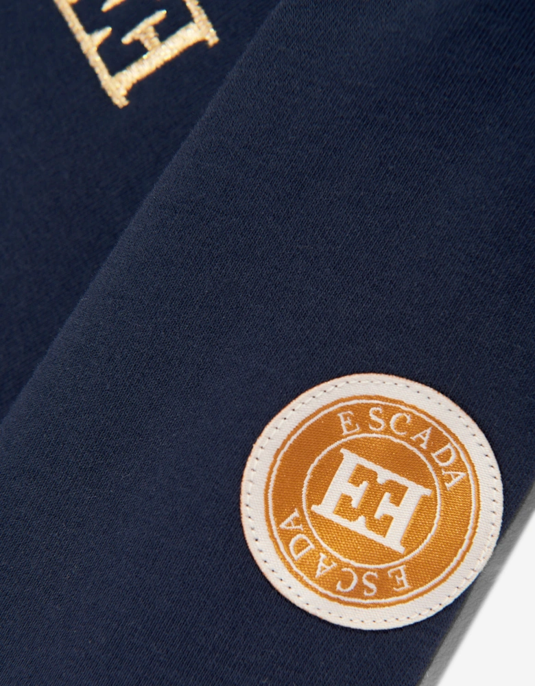 Girls Embroidered Logo Jersey Jacket in Navy