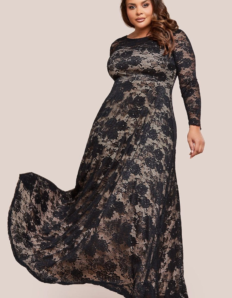 Scalloped Lace A Line Maxi Dress