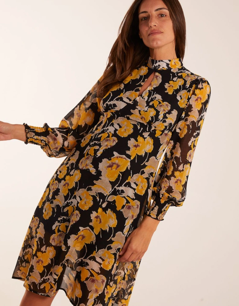 Keyhole High Neck Dress