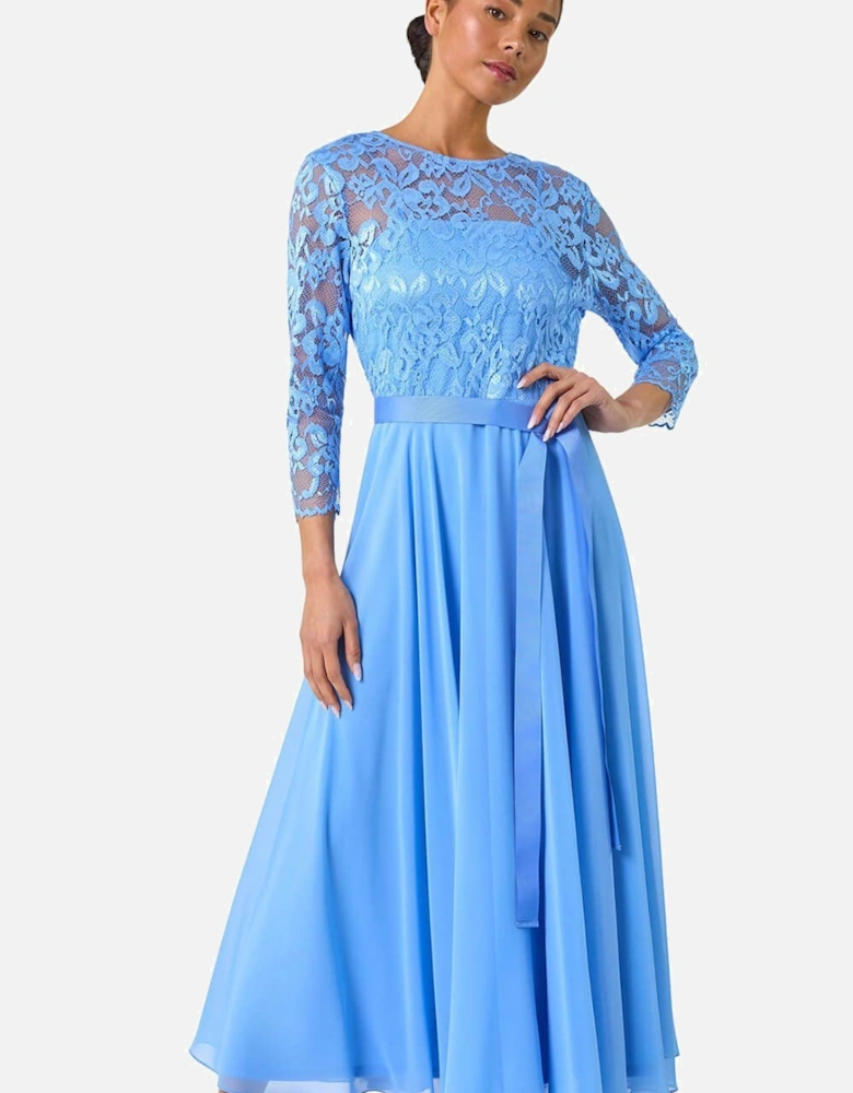 Petite Lace Tie Waist Maxi Dress