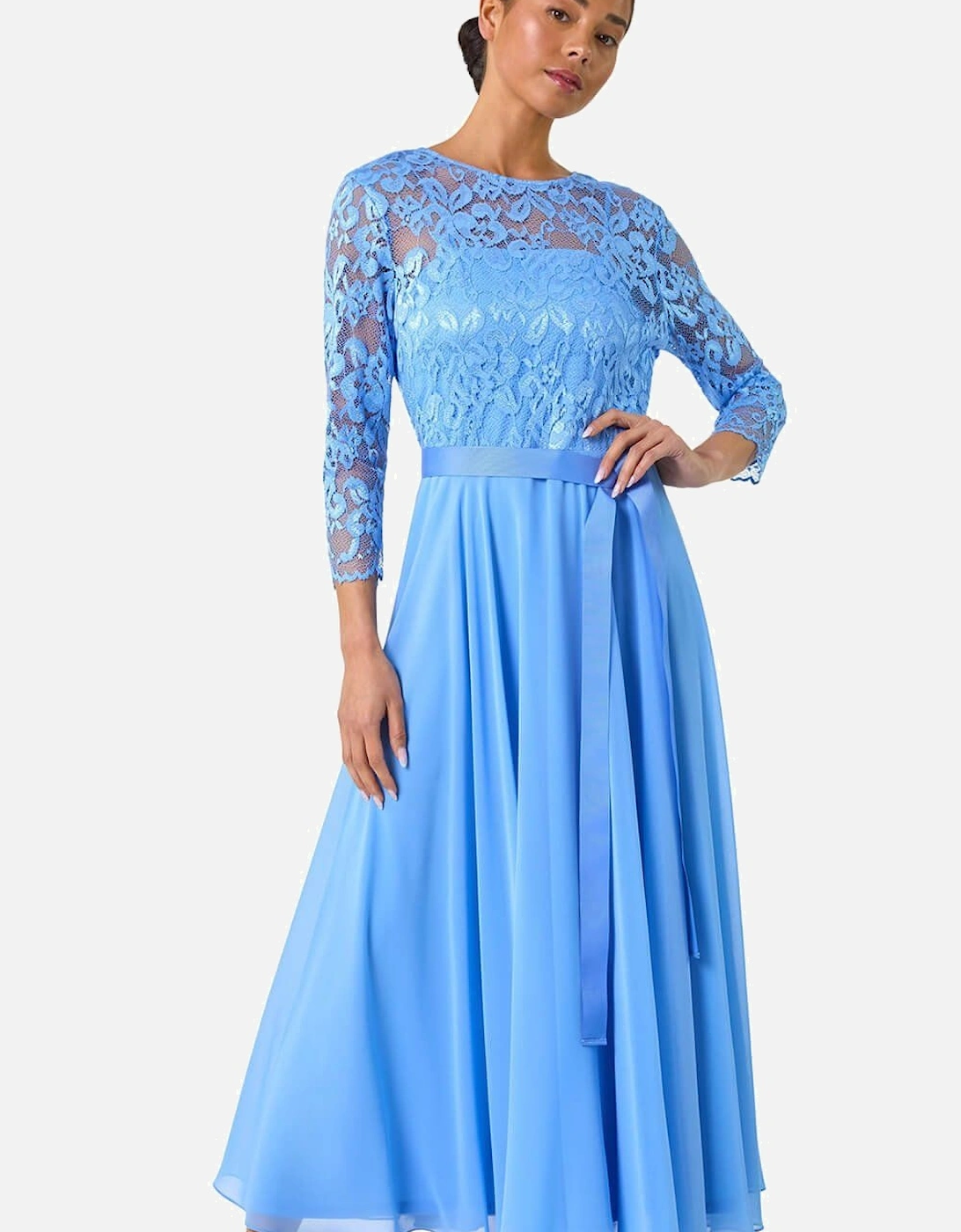 Petite Lace Tie Waist Maxi Dress, 2 of 1