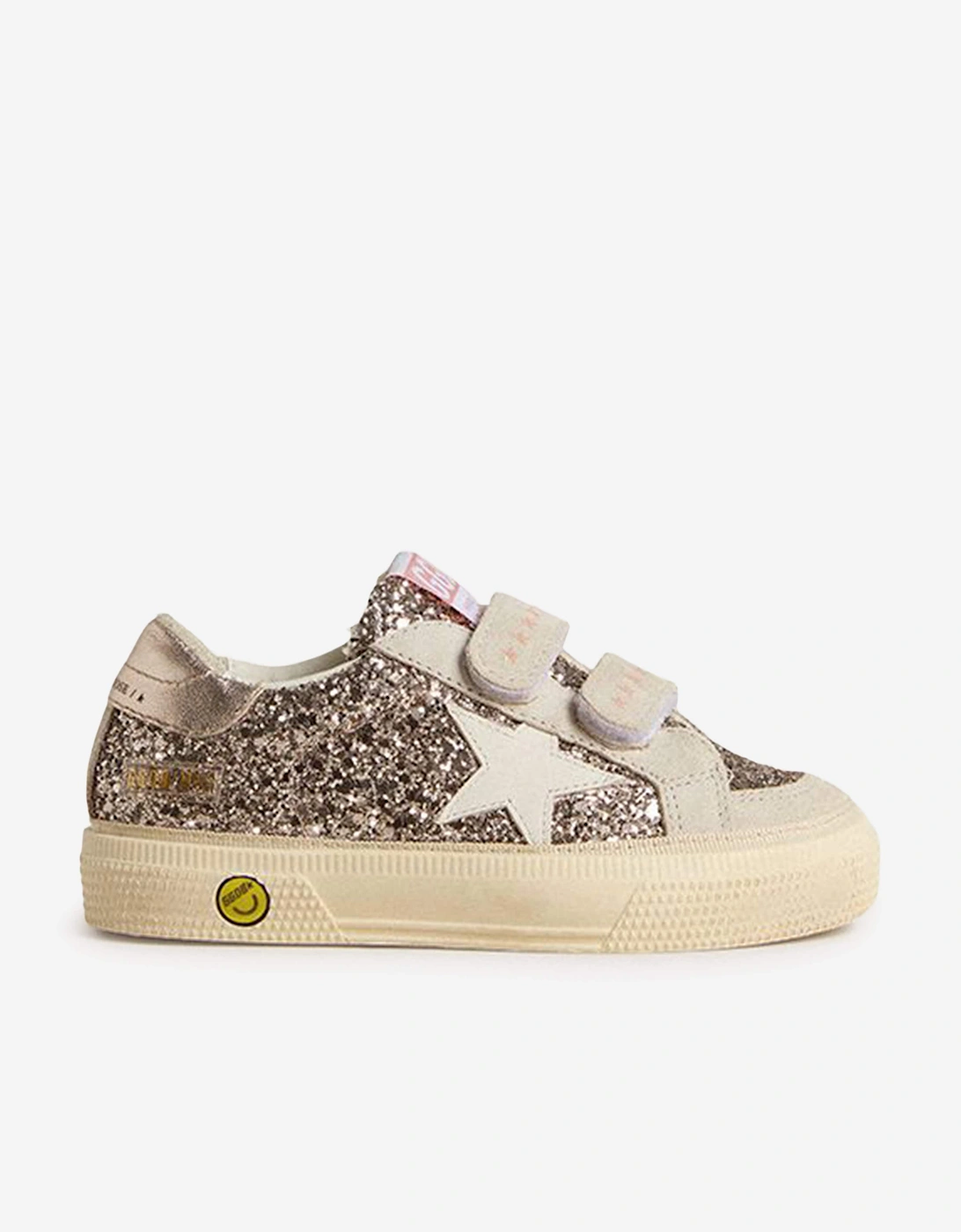 Girls Glitter and Leather Star May Trainers in Gold, 5 of 4