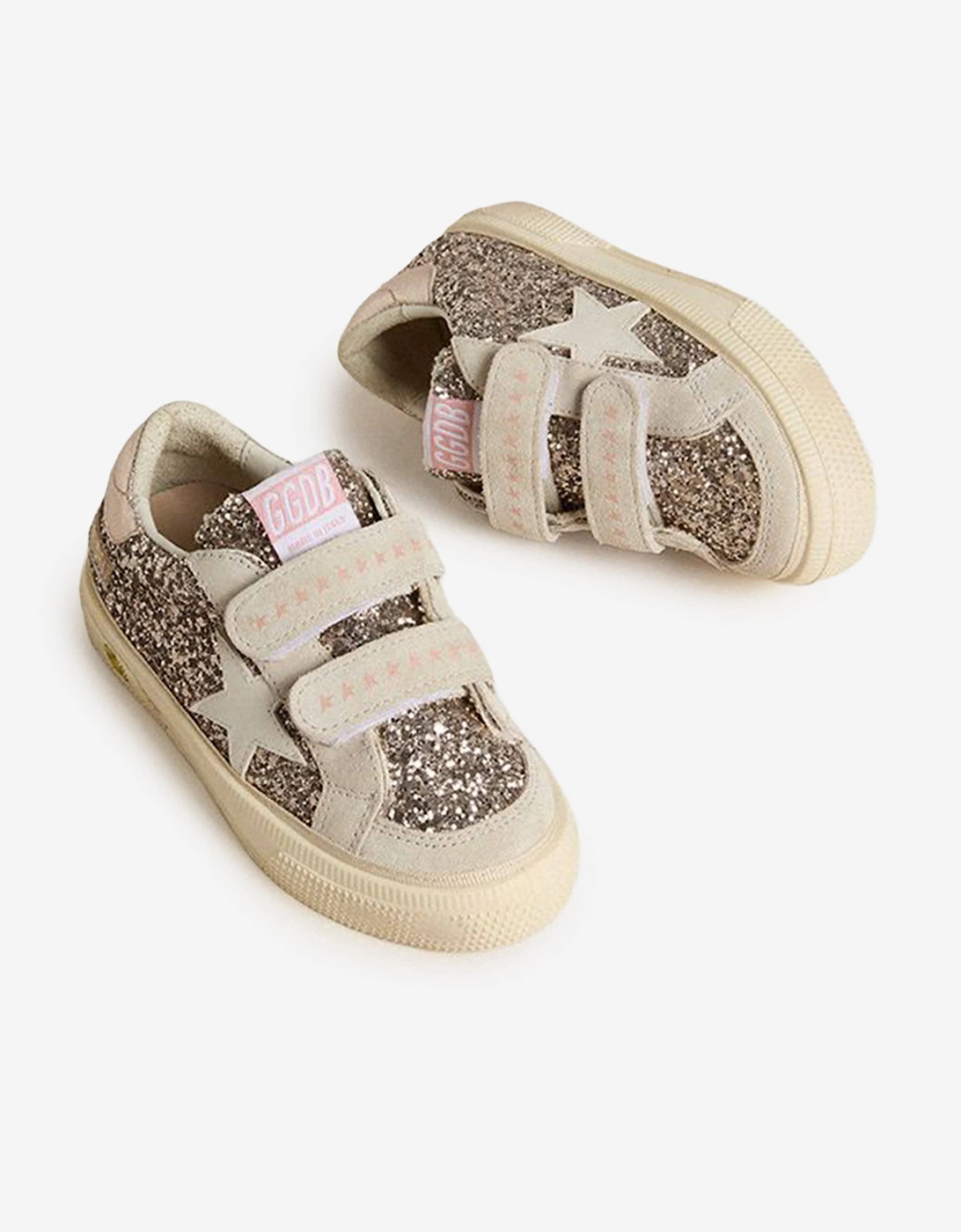 Girls Glitter and Leather Star May Trainers in Gold