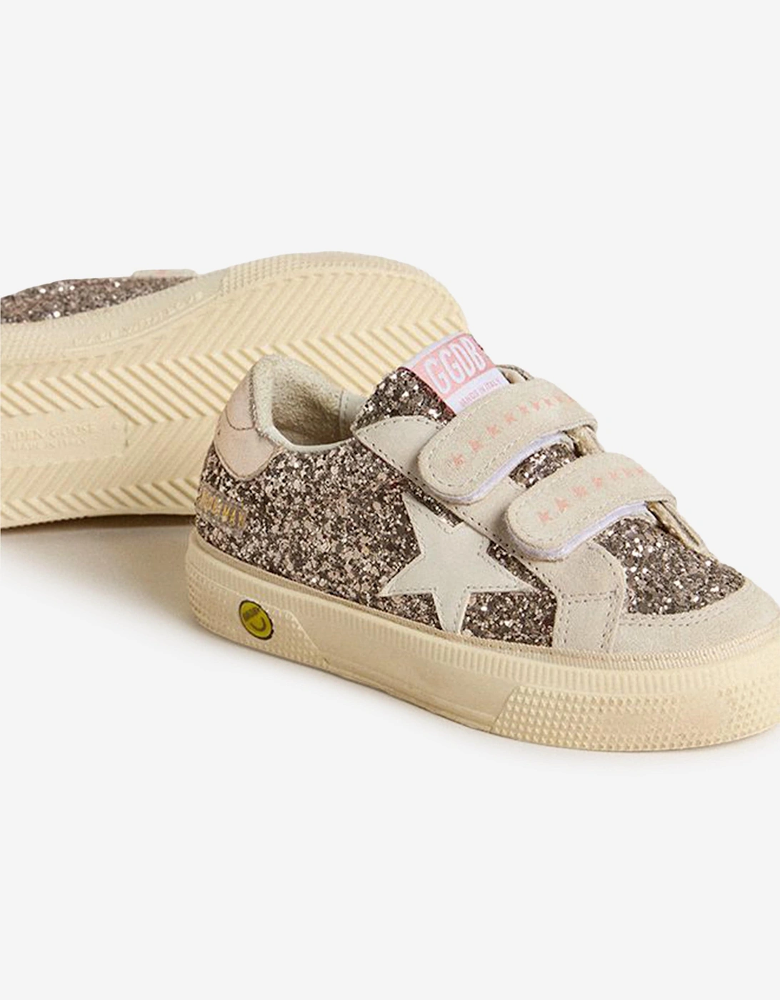 Girls Glitter and Leather Star May Trainers in Gold