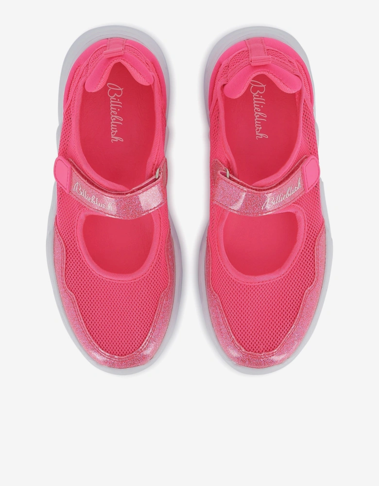 Billieblush Girls Glitter and Mesh Ballerina Trainers in Pink