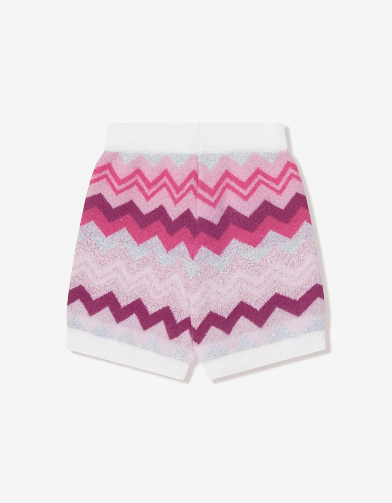 Girls Zigzag Knitted Shorts in Pink