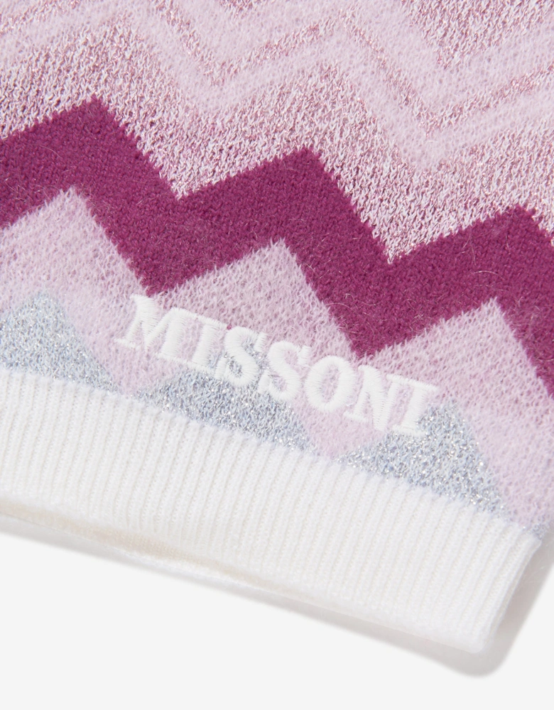 Girls Zigzag Knitted Shorts in Pink