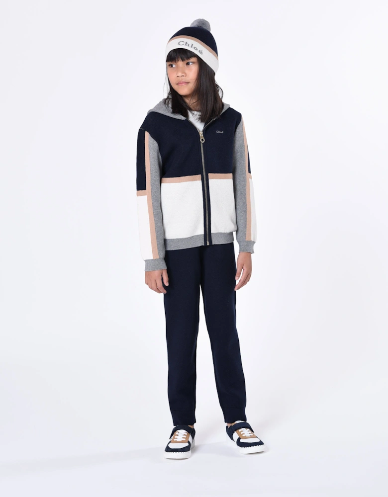 Girls Contrast Joggers in Navy