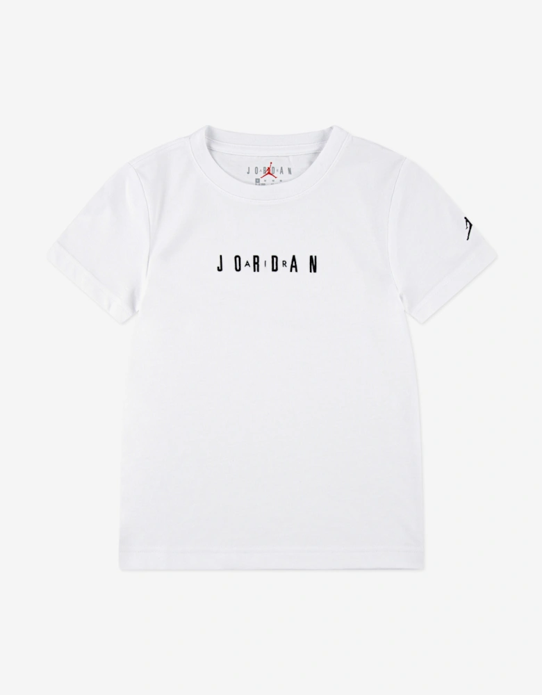 Boys MJ Wordmark Embroidered T-Shirt in White