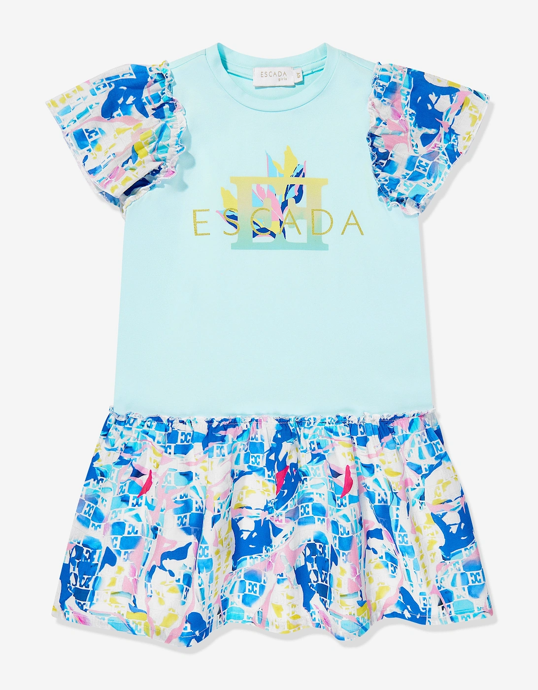 Girls Batiste Printed Dress in Blue, 5 of 4