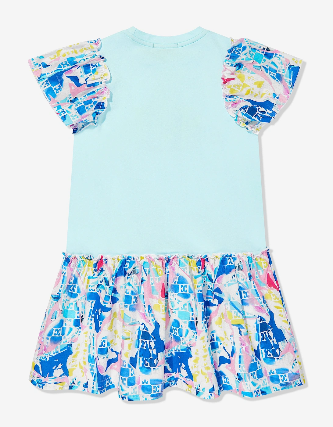 Girls Batiste Printed Dress in Blue