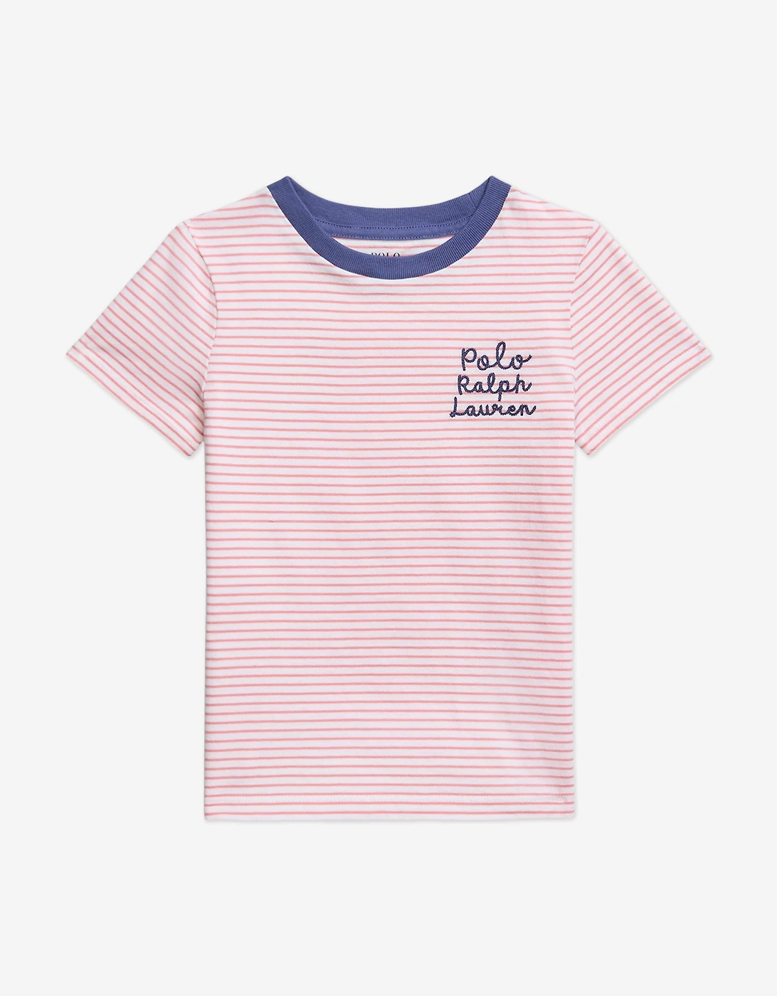 Girls Striped Polo T-Shirt in Pink, 5 of 4