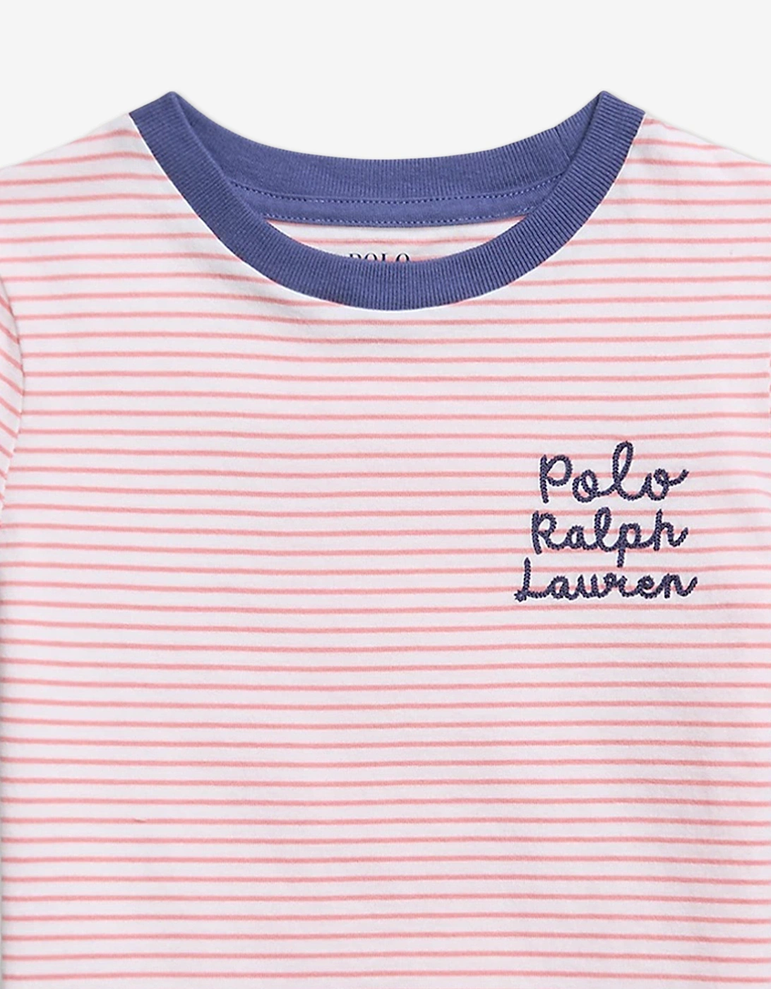 Girls Striped Polo T-Shirt in Pink