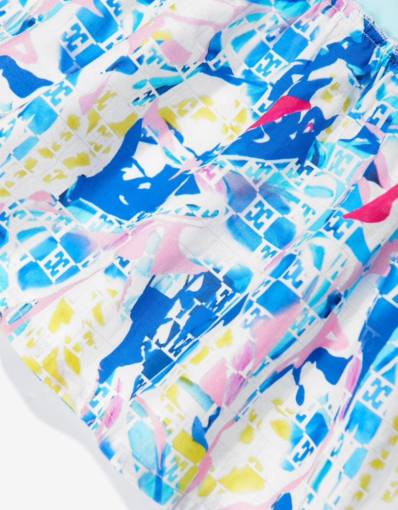 Girls Batiste Printed Dress in Blue