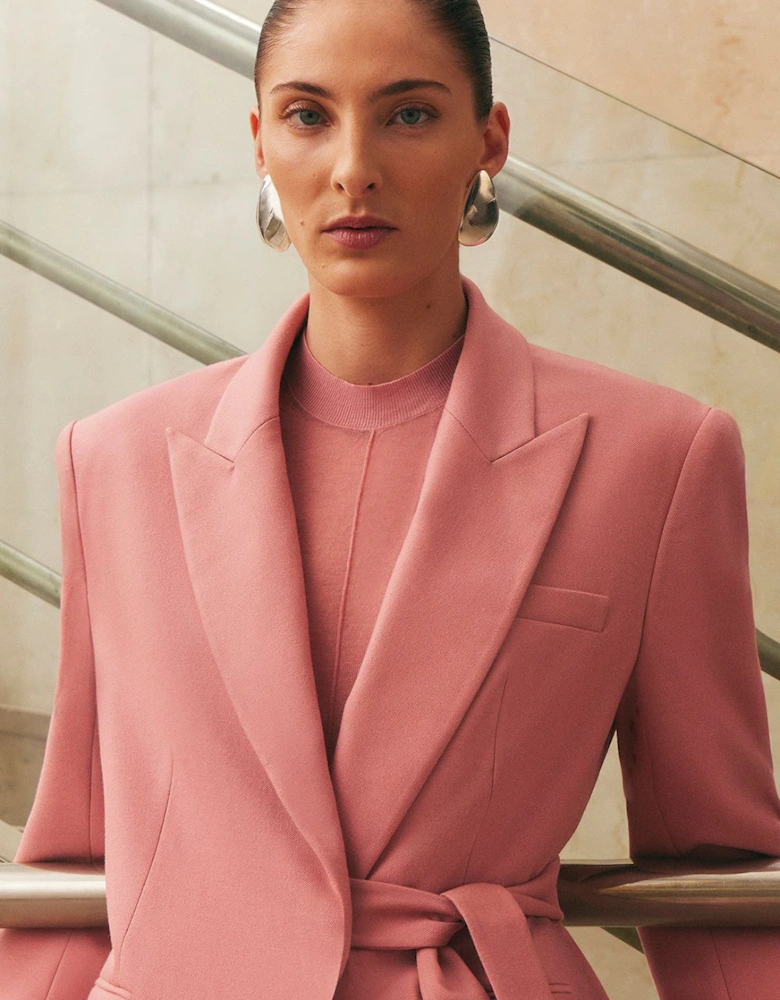 Soft Tie Back Detail Tailored Single Breasted Blazer