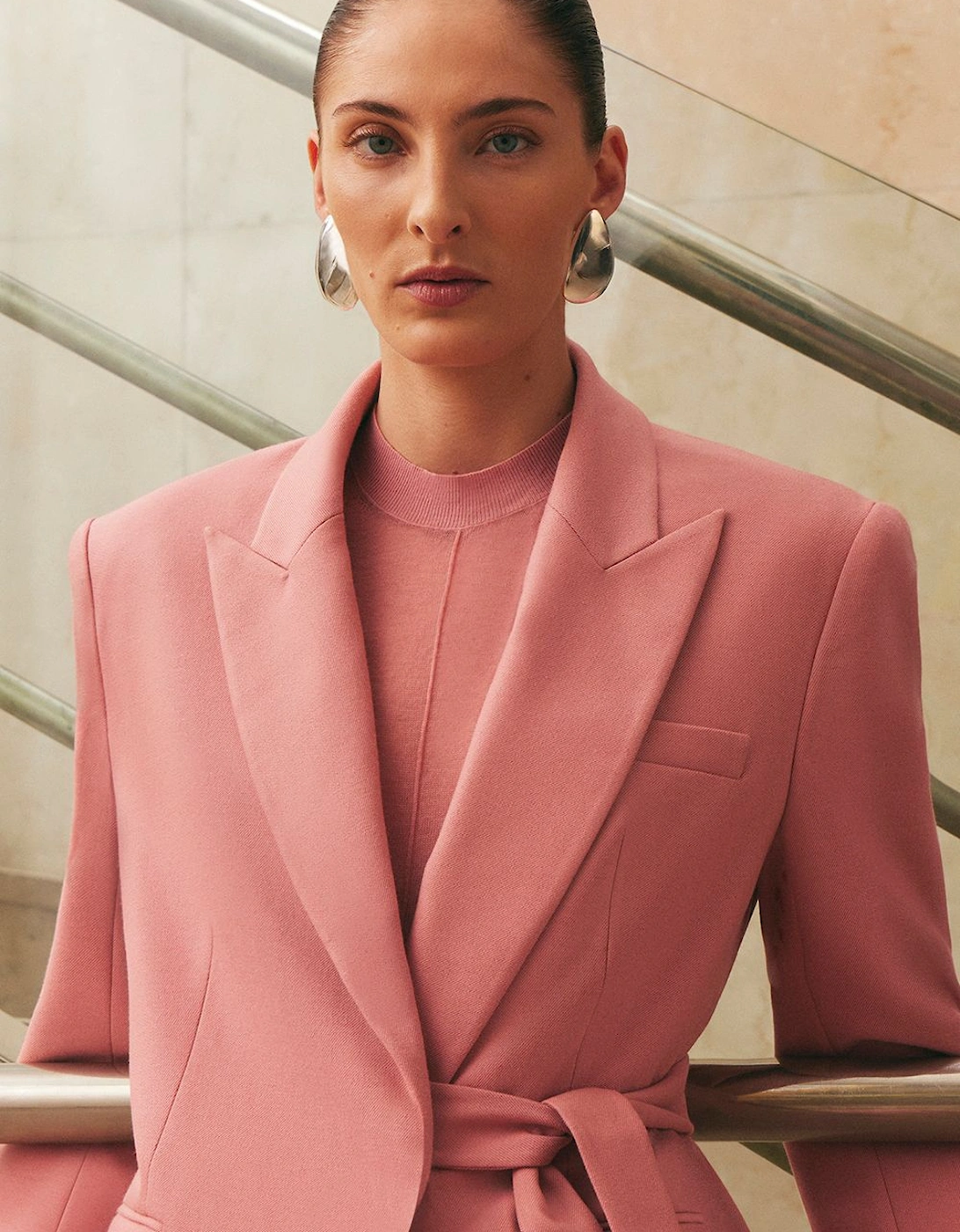 Soft Tie Back Detail Tailored Single Breasted Blazer, 2 of 1