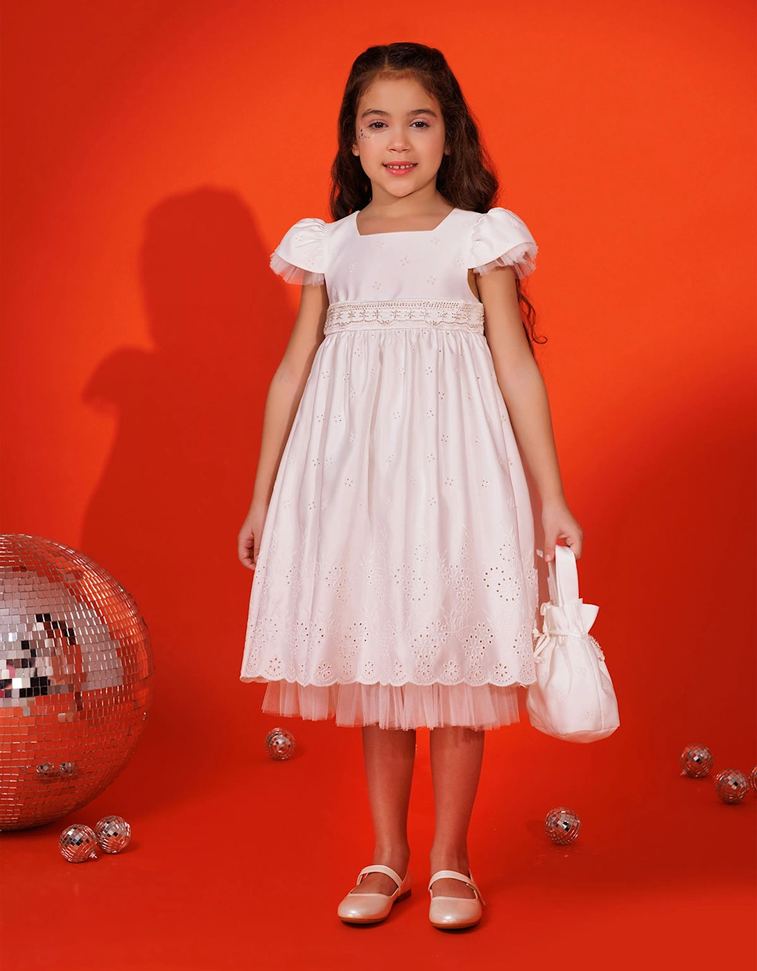 Girls Dress with Matching Bag in White